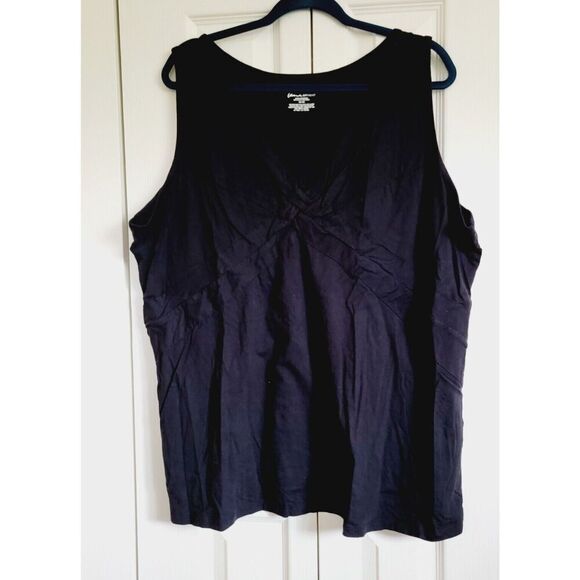 Lane Bryant 26/28 Black Tank Top‎ Knot Front Wide Strap V-Neck - Picture 1 of 5